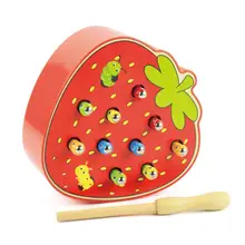 3D Головоломка Детские деревянные игрушки Раннее детство развивающие игрушки ловить червя Игра цвет Когнитивная клубника захватывающая способность забавная