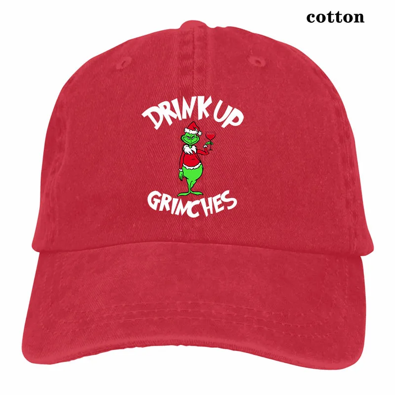 DRINK UP GRINCHES бейсбольная кепка для мужчин и женщин, Кепка-Дальнобойщик, модная Регулируемая Кепка - Цвет: 3-Red