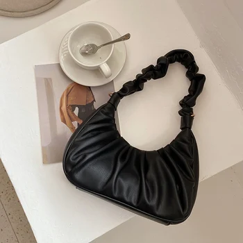 

2020 Fold Cloud Totes Bags For Women Pleated Underarm Shoulder Bags Womens Soft Leather Handbags Evening Clutch Lady Handbag New