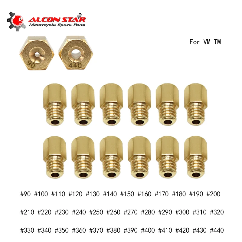 Alconstar-carburador da motocicleta latão hex tipo 4/042 jato principal tm24 27 28 para mikuni vm/tm/tmx carburador carb tamanho 90-440