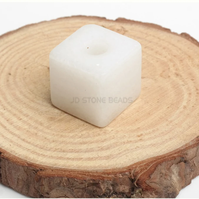 WHITE JADE 1 шт. натуральный камень большие бусины с отверстиями квадратной формы 16 мм разделительные бусины для DIY аксессуары для ювелирных изделий - Цвет: WHITE JADE