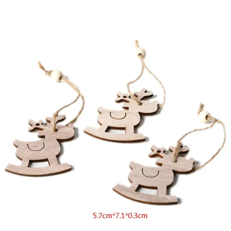 42 стиля, 3 шт., винтажная Рождественская елка, Пряничный человечек, подвесной кулон с веревкой, бусины, орнамент, деревянные поделки, вечерние украшения, подарок