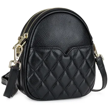 

Leather female bag first layer cowhide new fashion diamond cell phone bag multifunctional makeup shoulder diagonal small bag