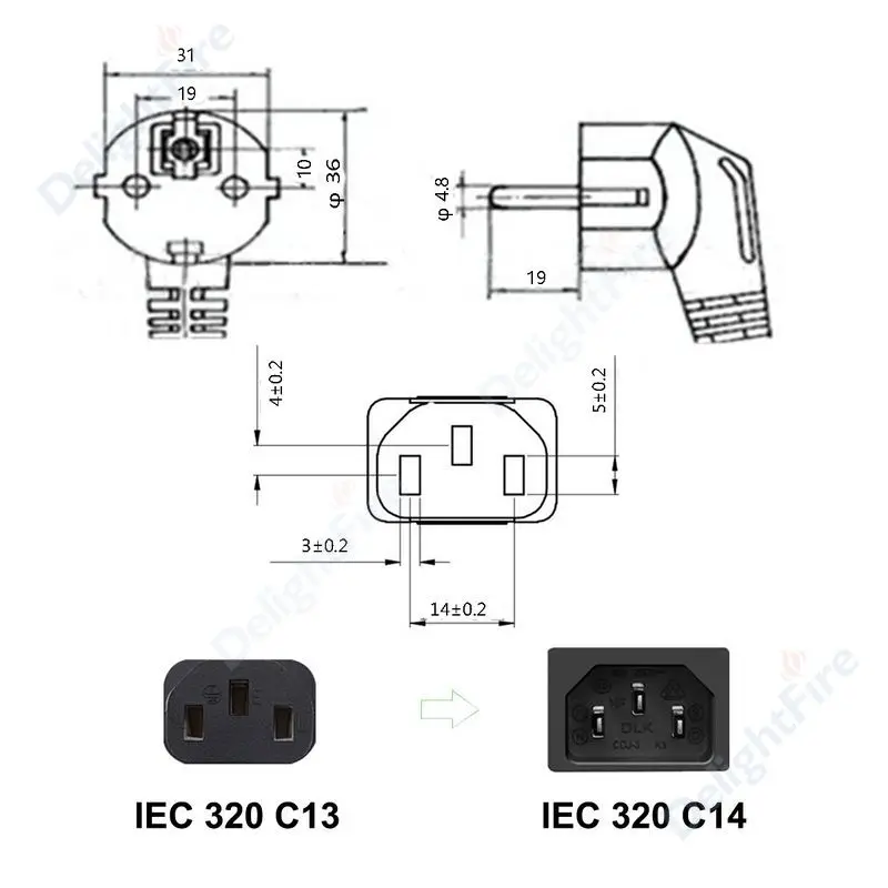Шнур питания европейского стандарта 2 м 10 футов 5 угловая вилка Schuko IEC C13 кабель для