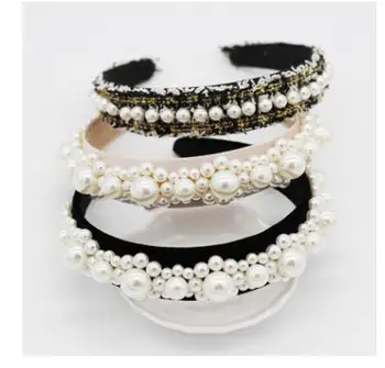 

women 2019 sleek minimalist woven large pearl hairbands casual headbands