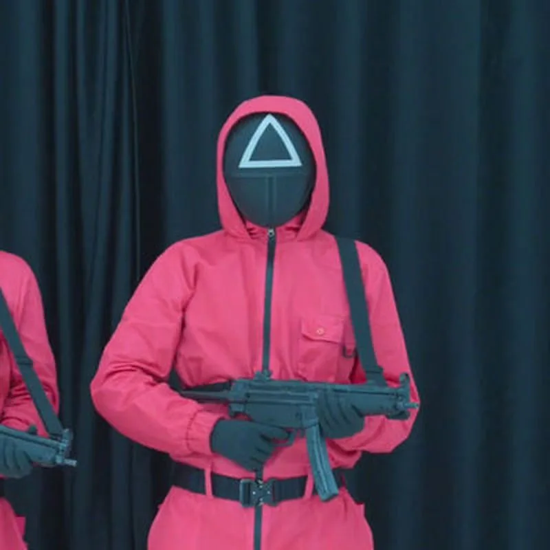 1 pieza Triángulo Cuadrado Círculo Cosplay Máscara de plástico TV Cosplay Accesorios de mascarada Accesorios de fiesta de Halloween DYBITTS Máscara de juego de calamar de hombre enmascarado