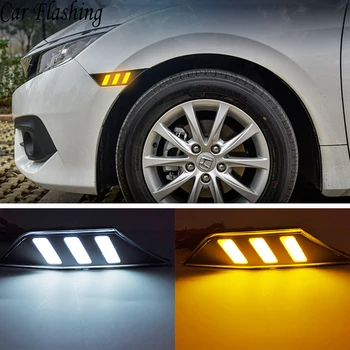 

2Pcs LED Side Marker Lights DRL For 2016 2017 2018 10th Gen Honda Civic Sedan/Coupe/Hatchback Day light turn signal yellow lamp