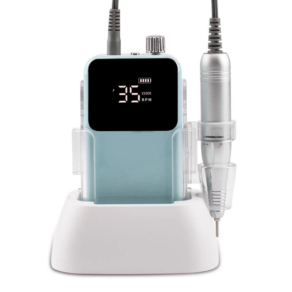 Portable Desktop Cordless Rechargeable 35000RPM Professional Nail Polisher Electric Manicure Drill Set Tools 2