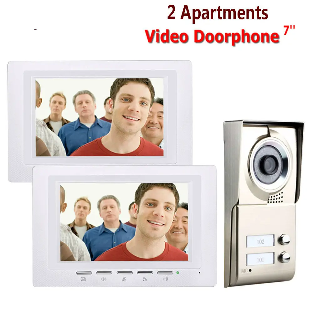 Yobang безопасности 2 квартира/семья видео домофон система 1 дверной Звонок камера с 2 кнопками 2 монитор водонепроницаемый