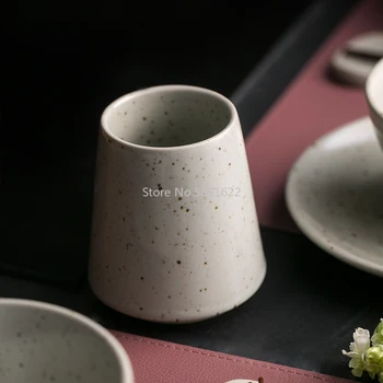 

Nordic Style Cream Colored Crockery Set Retro Simple Ceramic Rice Bowl Plate Water Cup Tableware