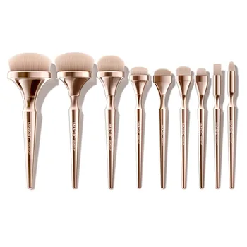 

9pcs Make-Up Kwasten Kit Soft Nylon Blending Brush Metallic Maquillaje Professional Makeup Brushes Y