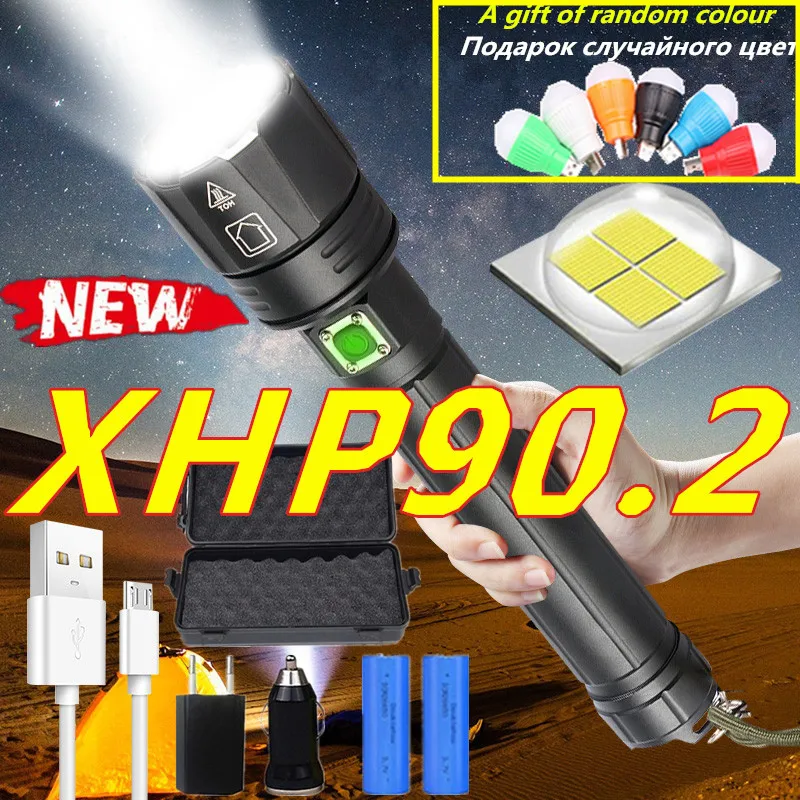 Новейший светодиодный фонарь Xhp90.2 на 9000 лм светильник фонарик с аккумулятором 2
