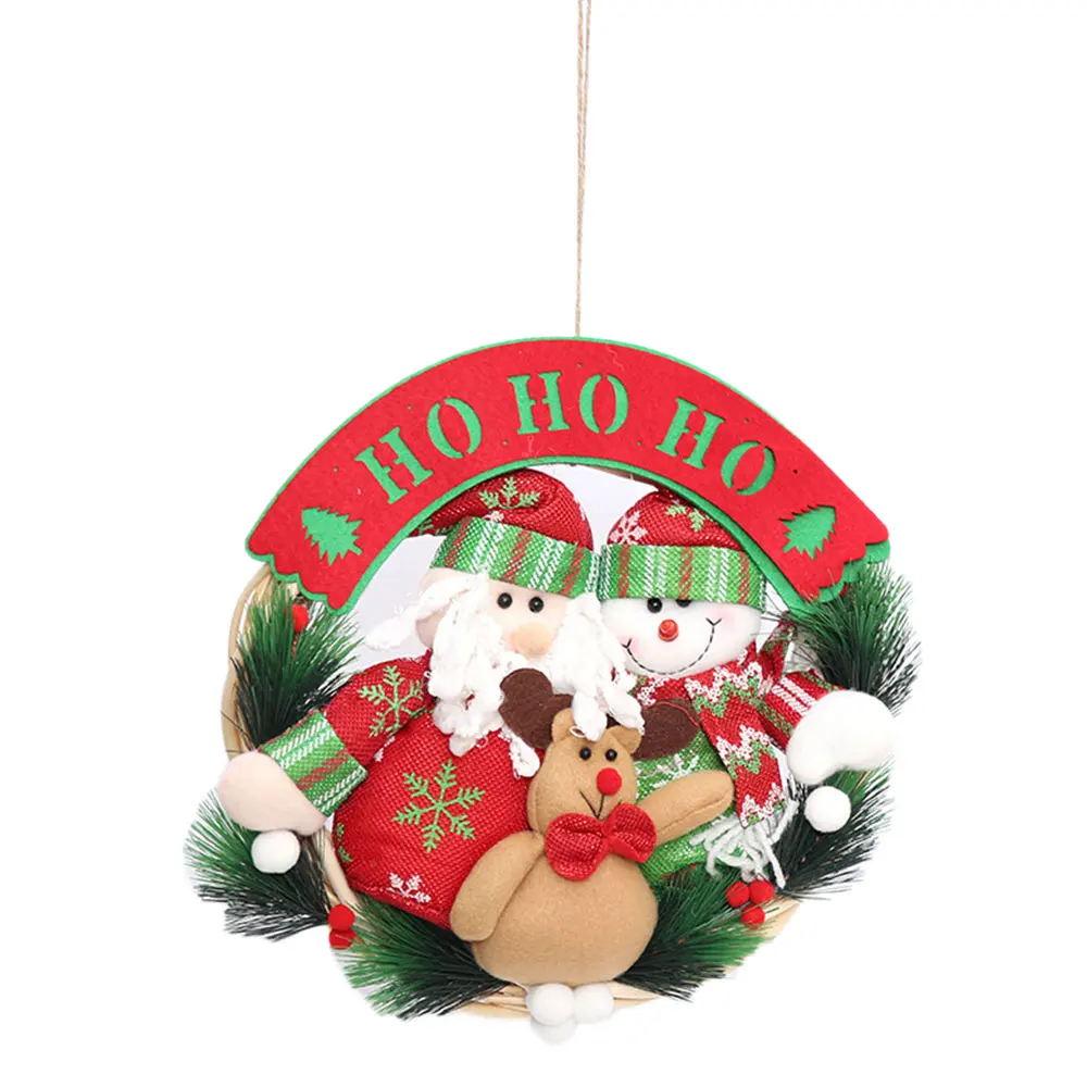Santa Claus Рождественская гирлянда на дверь, разные цвета, праздничные украшения в виде снеговика, вечерние украшения, венок, круг, восхитительный, с Рождеством - Color: Santa Claus