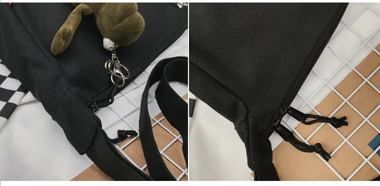 Harajuku Simple Canvas Dumpling Bag Ann ke ni Korean-style New Style Frog Pendant Shoulder Square Sling Bag
