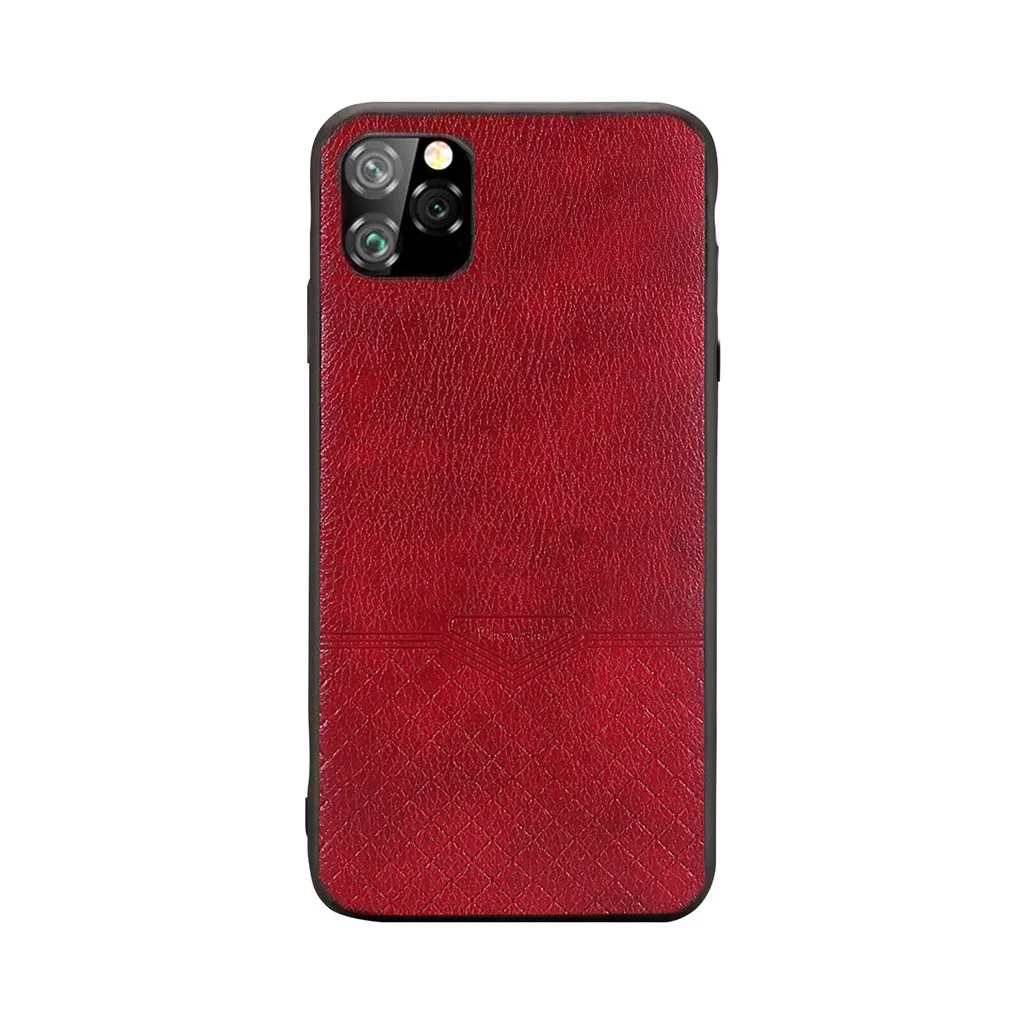 Чехол для iPhone 11 6,1 дюймов, тонкий кожаный винтажный противоударный чехол, силиконовый чехол - Цвет: RD