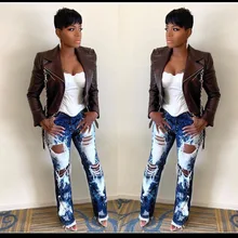 Уличная одежда потертые прямые джинсы для женщин нищий рваные с высокой талией рваные джинсы сломанные Отбеленные джинсовые брюки Mujer