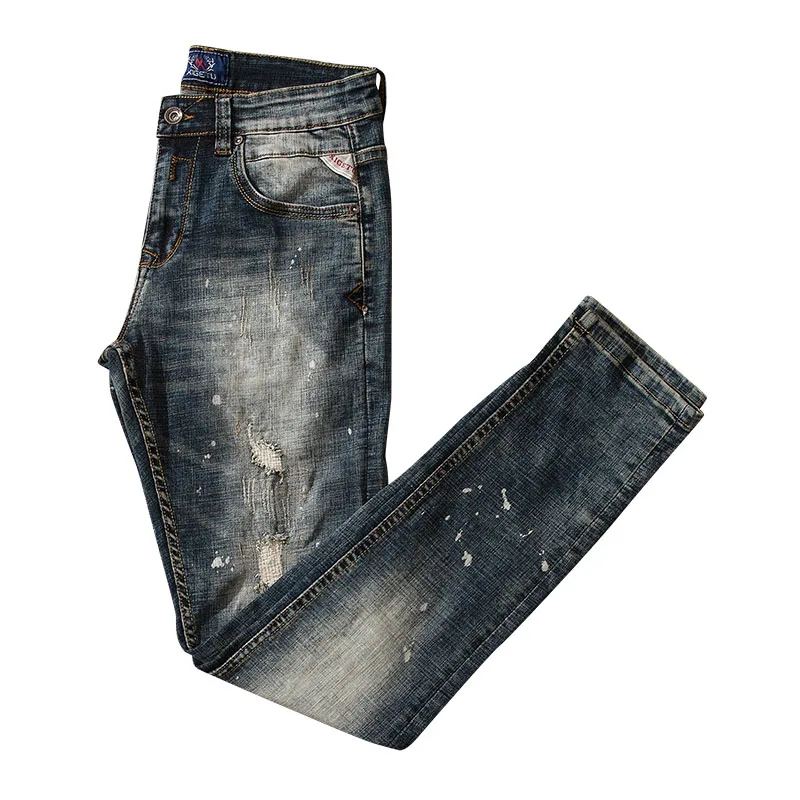 2020 New Fashion Italian Style Designer Men Jeans Streetwear Blue Color Slim Fit Buttons Classical Jeans Men Pants