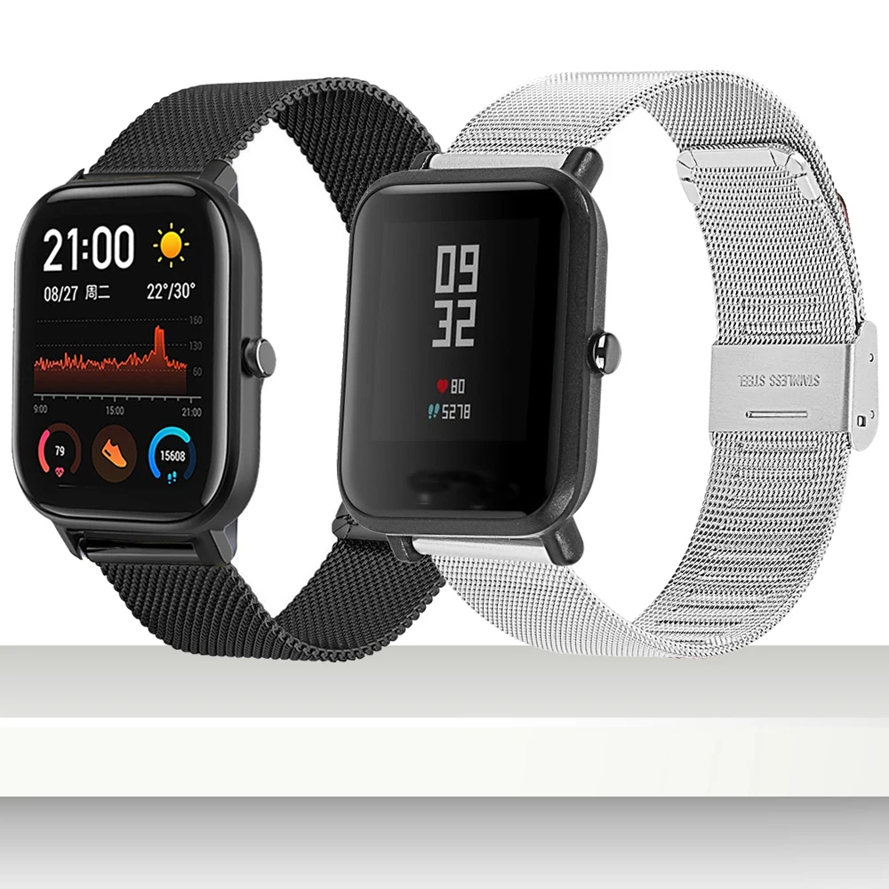 Кнопка buttonMilanese металлический ремешок для наручных часов Xiaomi Huami Amazfit Bip / GTS