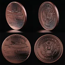 

M1 Tank Commemorative Coin US Army Badge Retro Color Iron-Blooded War Wolf Coin Iron-Blooded Army Fan Collectible Coin
