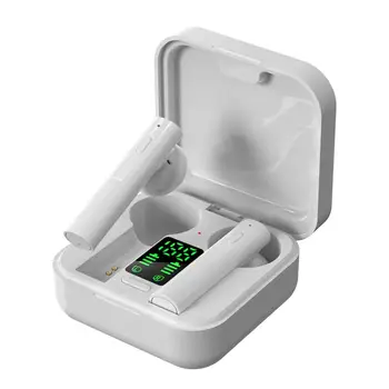 

Dropshiping Bluetooth Headphone with charging box True Wireless Digital Display Stereo Sports Earphones white Earbuds