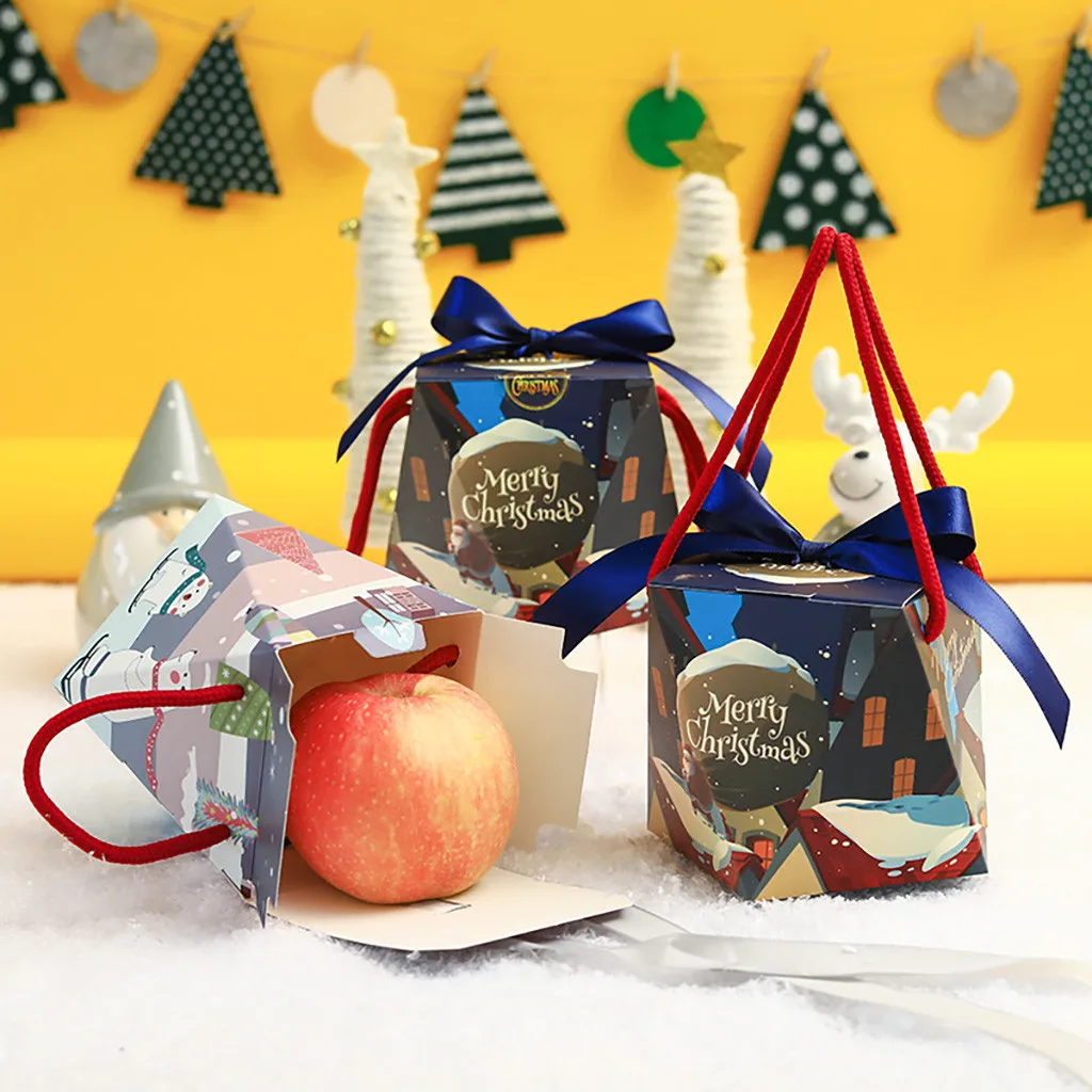 9.5x8.5x8.5cm christmas apple box Paper Christmas Eve Safe Fruit Box Christmas Apple Gift Box 18pcs T3