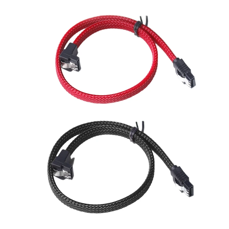 2 шт 50 см SATA 3,0 III SATA3 7Pin кабель для передачи данных под прямым углом 6 ГБ/сек. SSD Кабели HDD жесткий диск шнур для передачи данных с нейлоновыми рукавами, красный& Bla