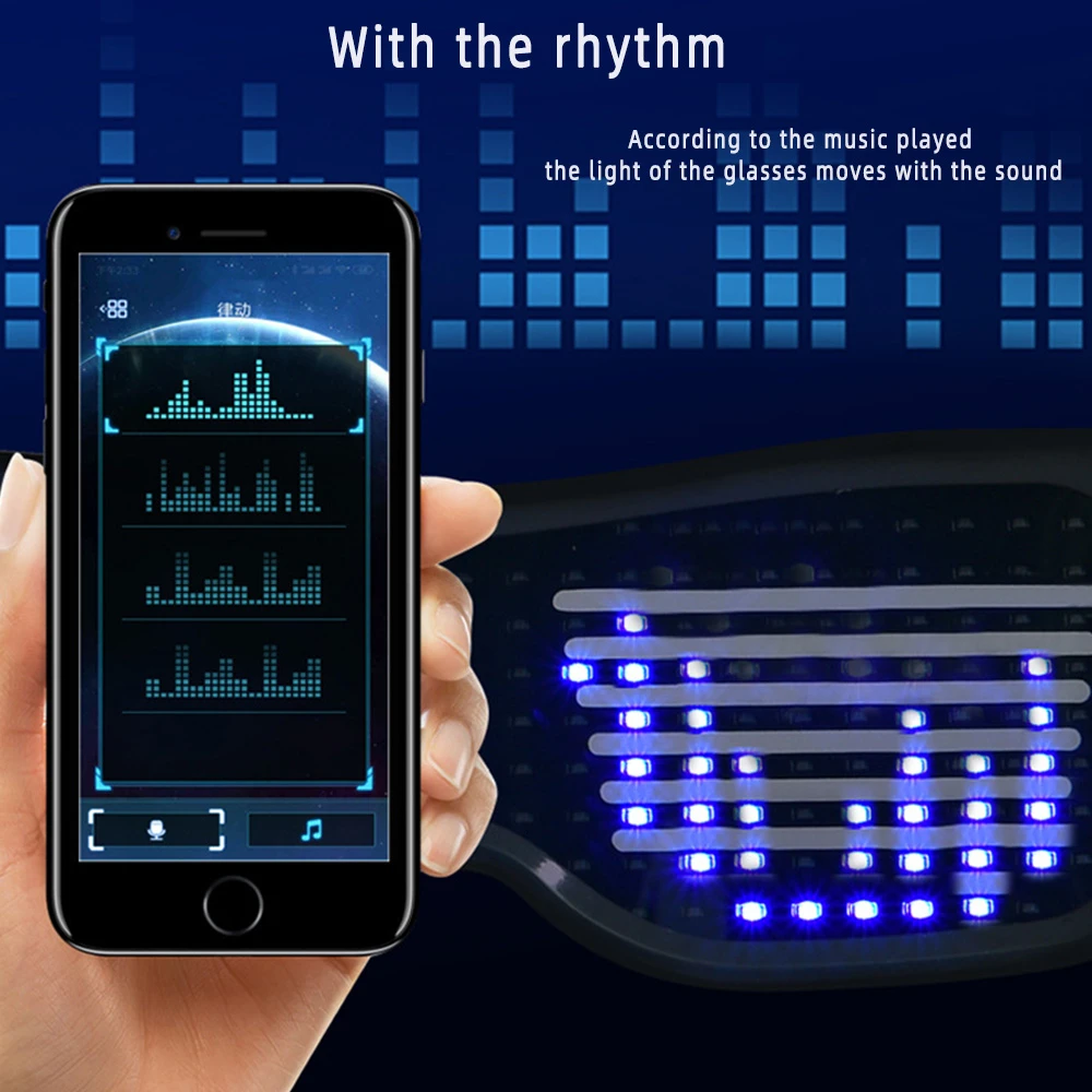 Новинка Светодиодный вечерние очки Bluetooth приложение управление мигающие светящиеся очки подарок для ребенка DJ Бар Электрический слог игрушка ночник светильник