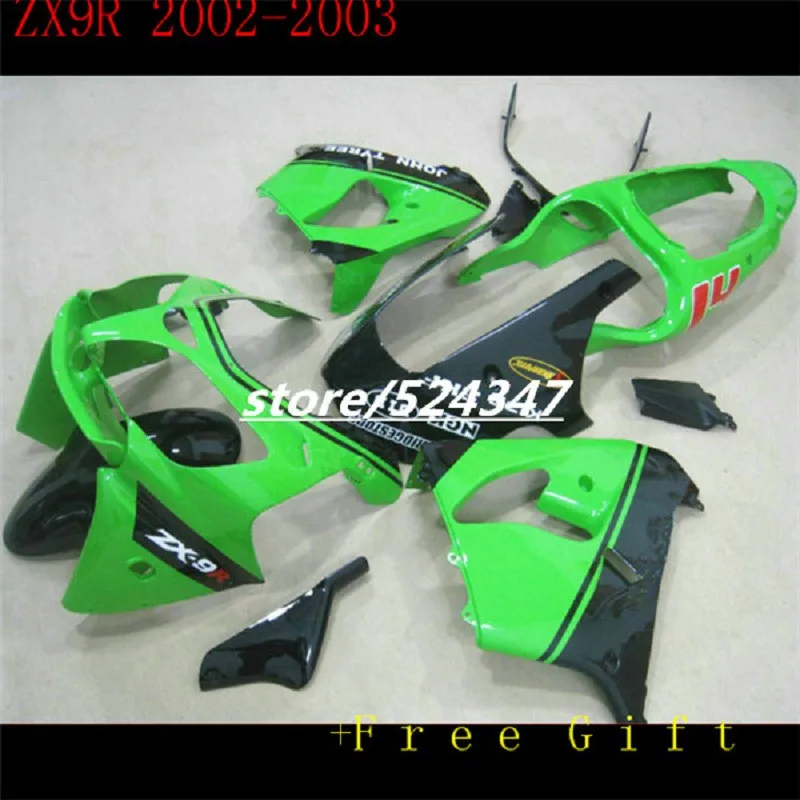 Для Kawasaki Ninja 02 03 ZX9R ZX-9R 9 R ZX 9R 02-03 Зеленый Черный 2002 2003 полный комплект обтекателей |