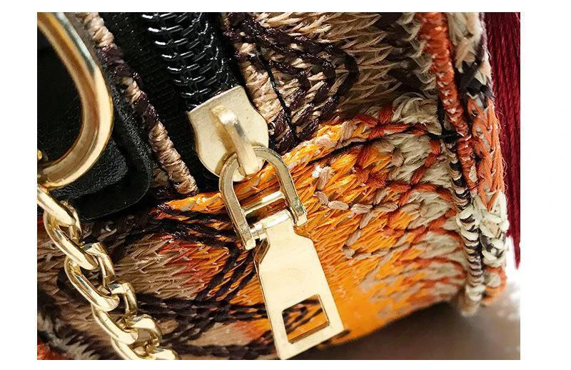 vintage bohemian bag bags chain fringe tassel striped women's handbags purses (15)