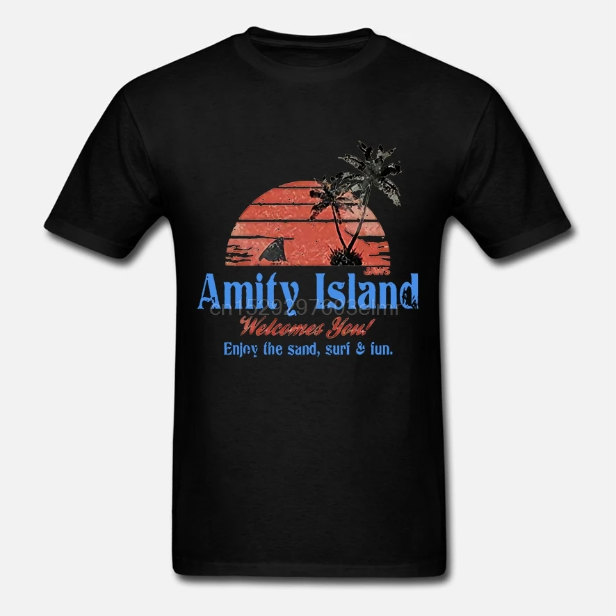 Летняя модная мужская футболка с круглым вырезом Jaws Amity T-Shirt1 | Мужская одежда