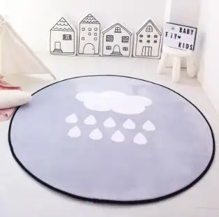 Newborn baby playmat Round shape Infant activity mat protection pad Cushion foam mat cartoon Printing pad 40cm BXX021 - Color: D-diameter-40cm