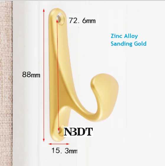 Zinc Sanding Gold 10 шт./лот, Современная одинарная настенная ткань из алюминиевого цинкового сплава, шляпа, сумка с шарфом, полотенце, крючок для халата, черный шлифовальный Золотой никель, хром - Цвет: Zinc Sanding Gold