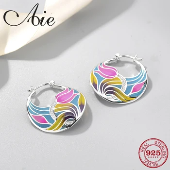 

Fashion DIY gift 925 Sterling Silver fresh and natural like lotus pattern colourful Enamel fine Dangle Earring Party Jewelry