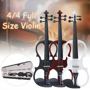 Conjunto de violín eléctrico de tilo, instrumento de cuerda con accesorios, estuche para auriculares, para amantes de la música, principiantes, 4/4