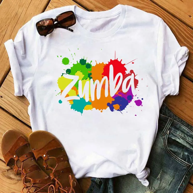 Maycaur Women Zumba Dance Hip Hop T Shirts Harajuk Graphic Print Tees Tops Summer Fashion Short Sleeved T-shirt Girl Drop Ship | Женская