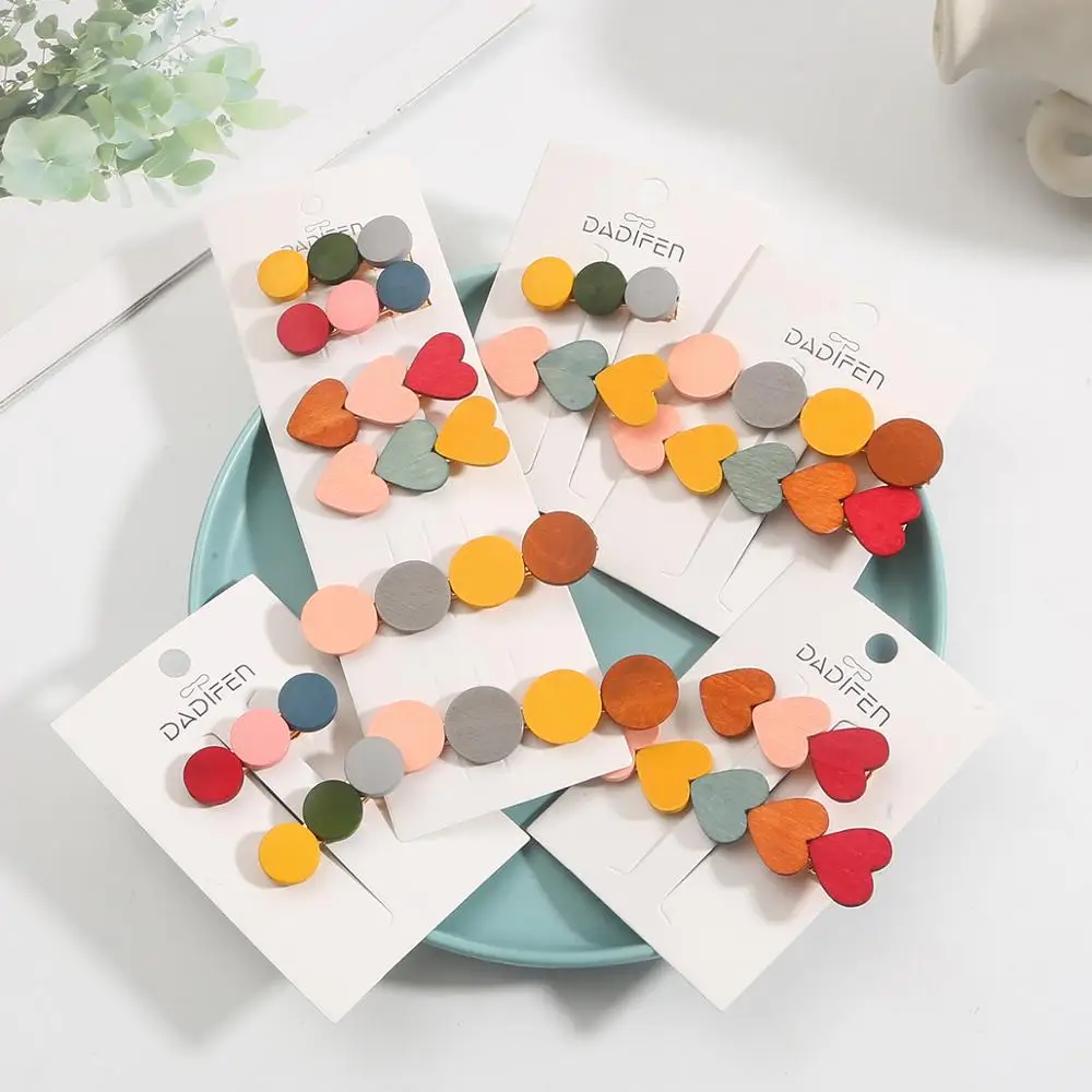 Hairpin-Accessories Barrette Headdress Round Girls Retro Children Love New Fashion 1set