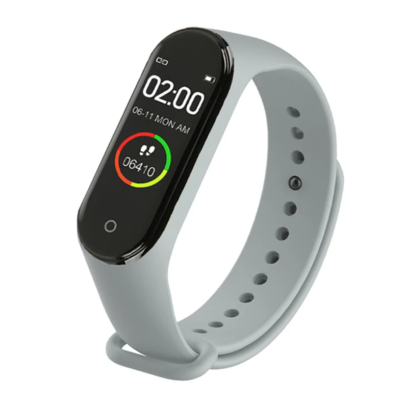 Трендовые часы с датой умные часы M4 Smartband фитнес-трекер умные часы кровяное давление пульсометр Интеллектуальный водонепроницаемый - Цвет: gray