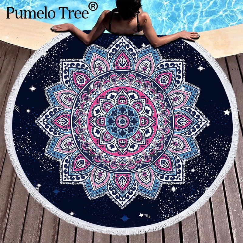 Vente Serviette de plage Mandalas éponge microfibre grande serviette de plage ronde Boho plage été natation Toallas Playa serviettes de bain gland