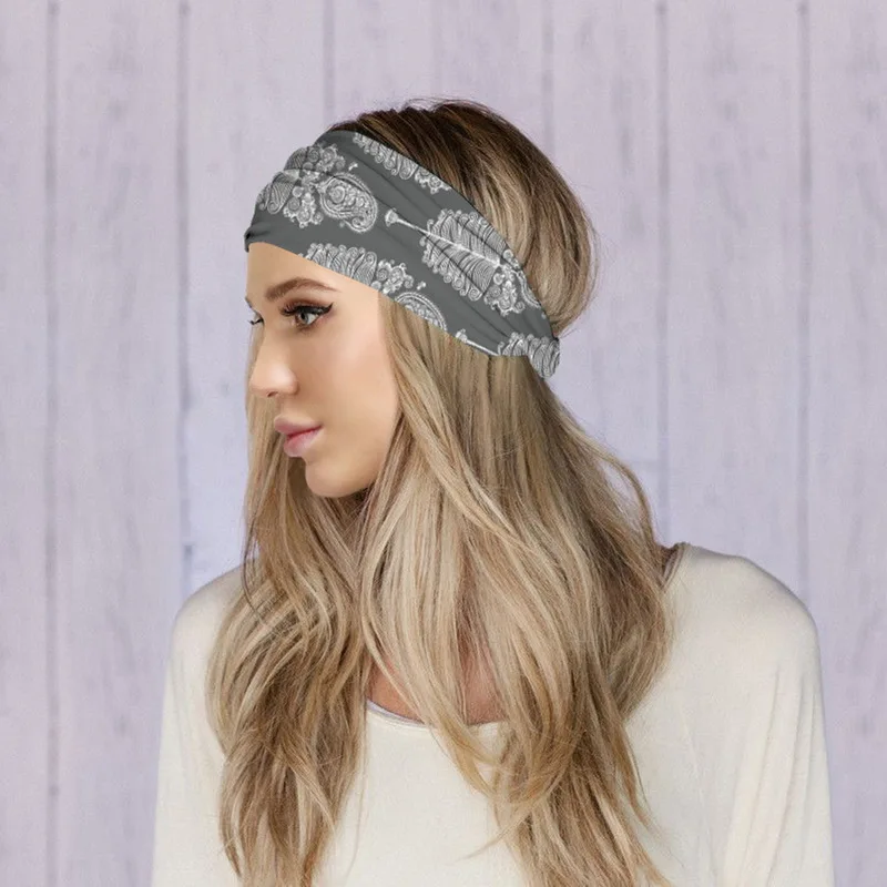 Women Headpiece Stretch 2021 Turban Hair Accessories Headwear Run Bandage Print Bands Gym Headbands Running Wide Headwrap Jogger