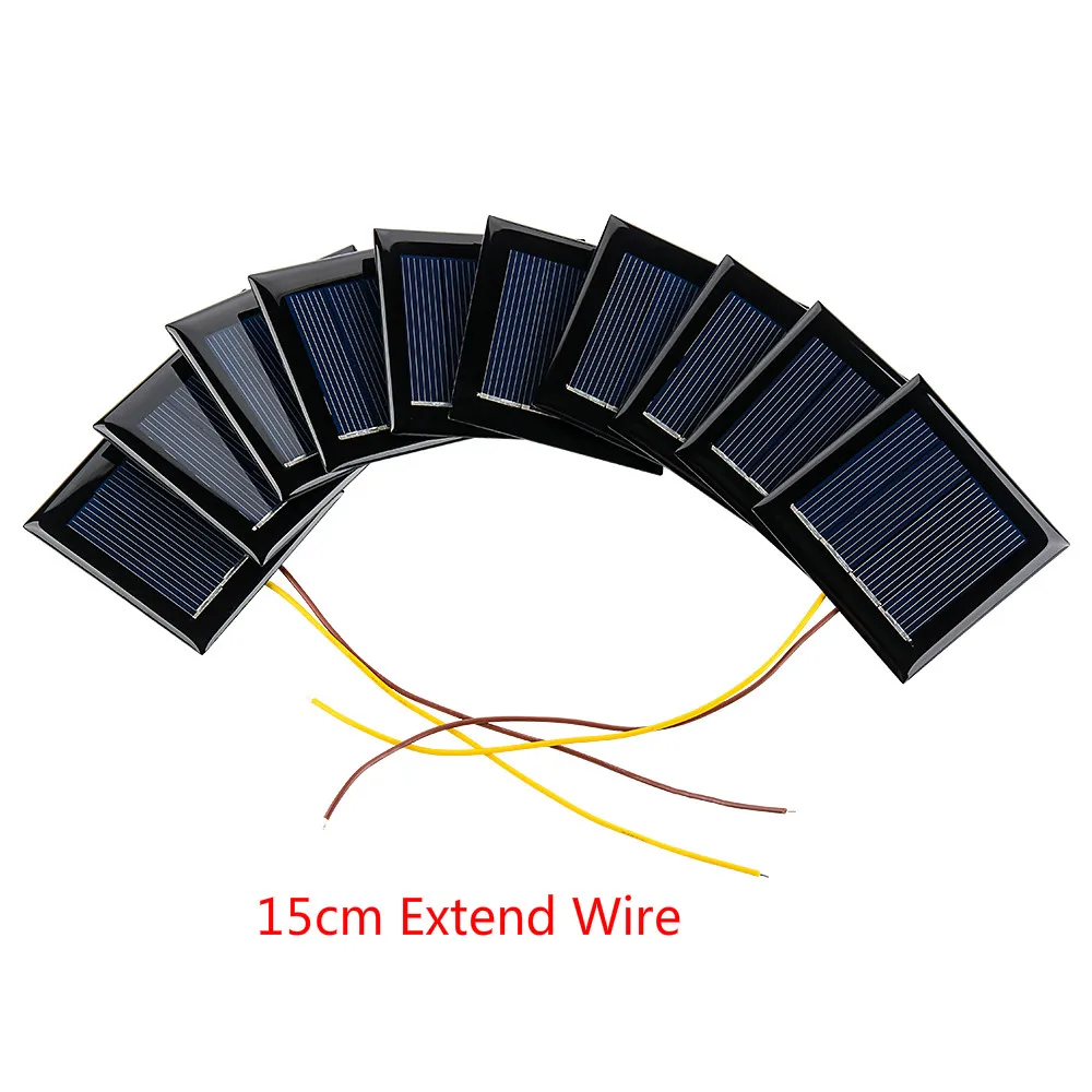 DIY Solar Panels 10pcs 54x54MM 2V 130MA Photovoltaic Solar Cells 15CM Wires Power Charger Solars Epoxy Plate