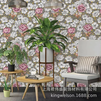 

kingwelson Pioneer Pastoral Style Flower Pattern Living Room Bedroom TV Backdrop Wall PVC Wallpaper