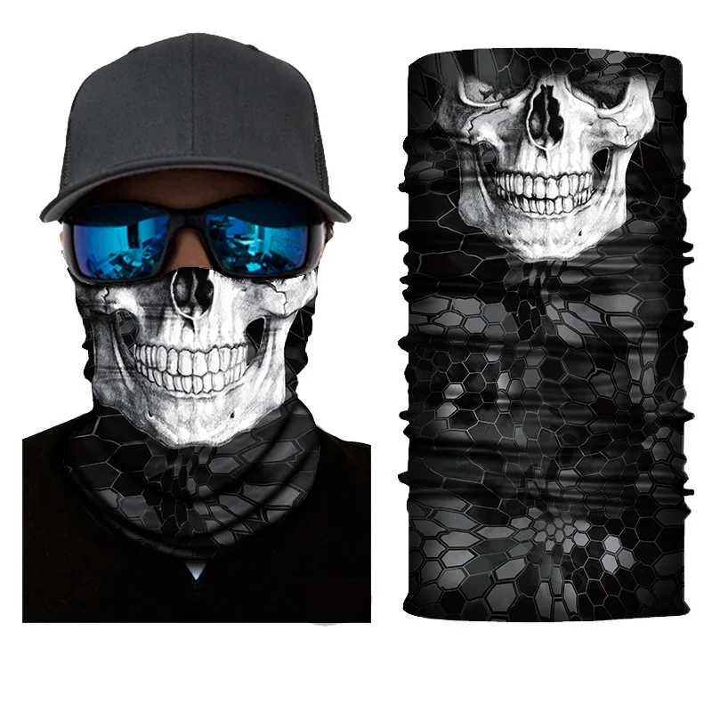 2021 Cool Design Fashion Seamless Polyester Neck Gaiter Headwear Skull Tubular Bandana For Fishing