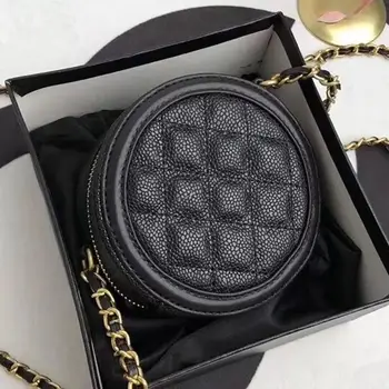 

Top-quality caviar handbag luxury designer leather round shoulder bag women's leather handbag chain handbag mini messenger bag