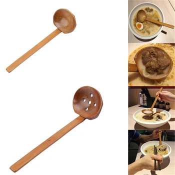 

Japanese Wooden Spoon With Long Handle Noodle Soup Ladle Colander Strainer Utensils Tableware Kitchen Utensils Tools Tableware