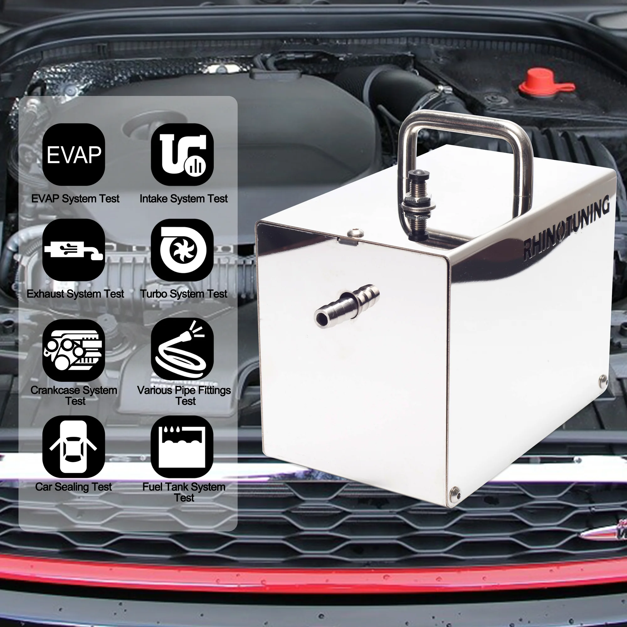 C F Car Advanced Chrome Smoke Machine 12v Built-IN Air Pump With 4 External Connection Interface For Automotive Leakage Detector