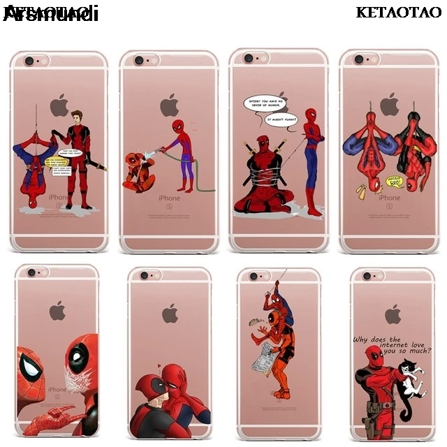 Чехлы для телефонов KETAOTAO Человек-паук комиксы Дэдпул Марвел iPhone 4S 5C 5S 6 S 7 8 Plus X