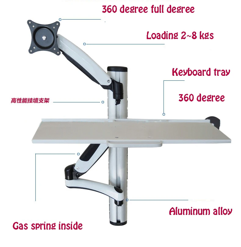 WS02-Wall-Mount-Foldable-Ergonomic-Gas-Spring-Sit-Stand-Monitor-Keyboard-Holder-Full-Motion-Arm-15