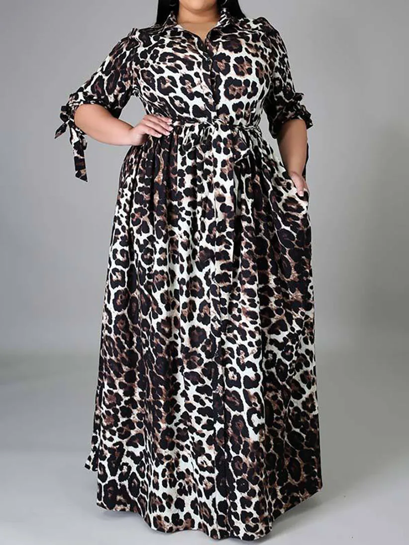 New Style Classic Design African Women Dashiki Dance Fashion Leisure Print Leopard Grain Loose Long Dress Super Size XL-5XL |