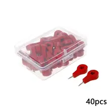 40 шт. красные деревянные маркеры для карт, булавки для рисования фото, настенные шпильки, пробковые булавки для доски, Школьные Аксессуары