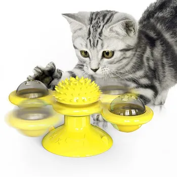 

2020 New Style Toy Windmill Cat Toy Turntable Teasing Pet Toy Scratching Tickle Cats Hair Brush Funny Cat Toy Free Shipping